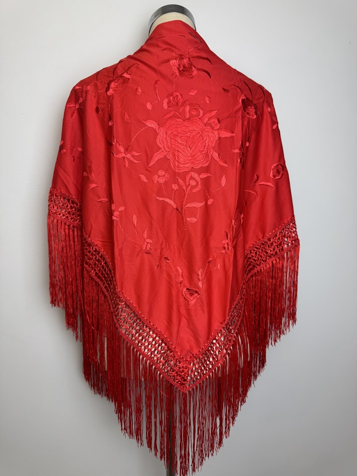 Mantón poliéster rojo liso