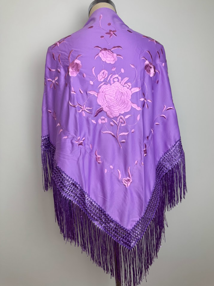 Mantón poliéster malva liso