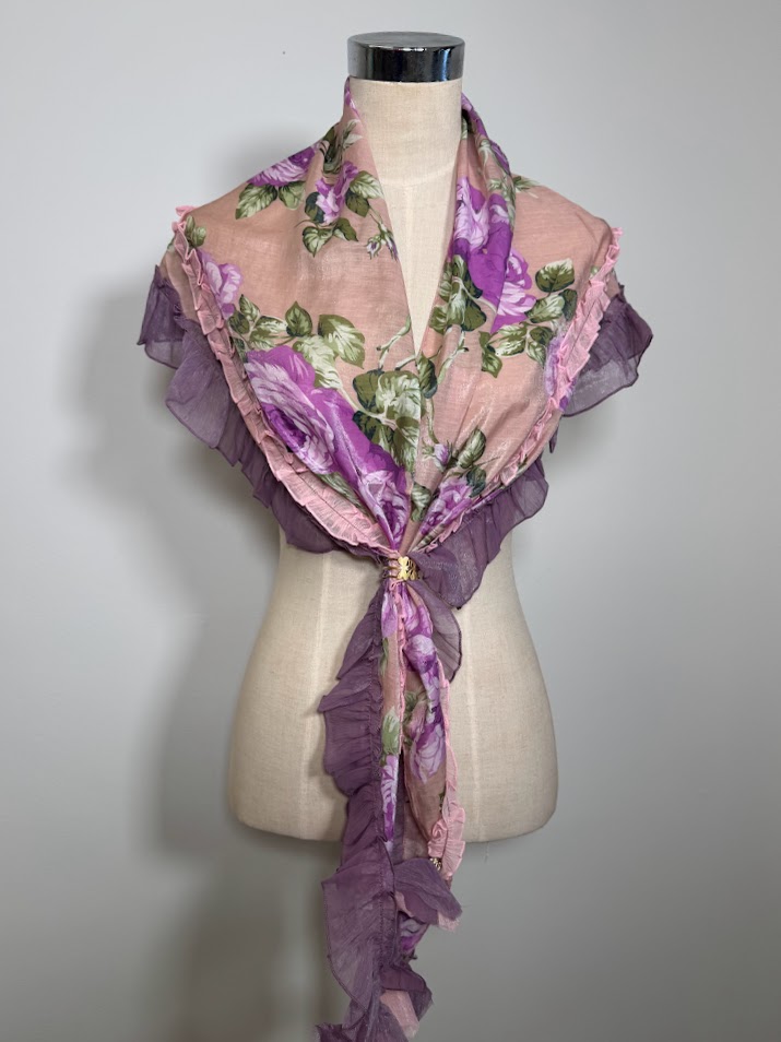 Piquillo de gasa estampado malva rosado