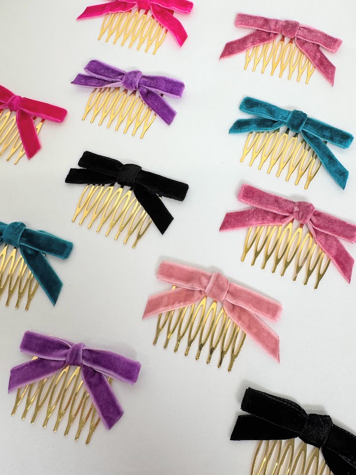 Peinecillo lazo terciopelo estrecho (más colores)