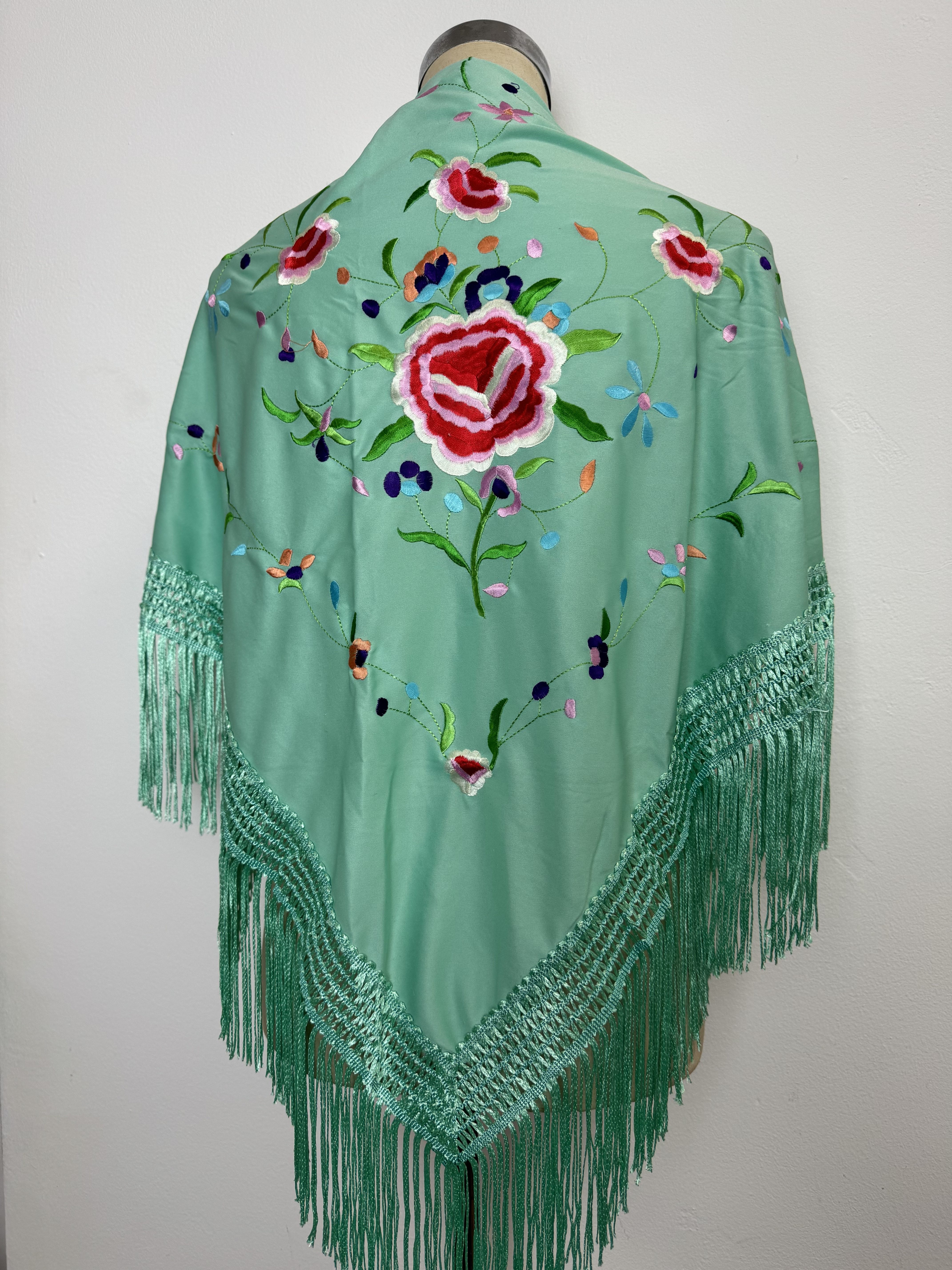 Mantón poliéster verde agua