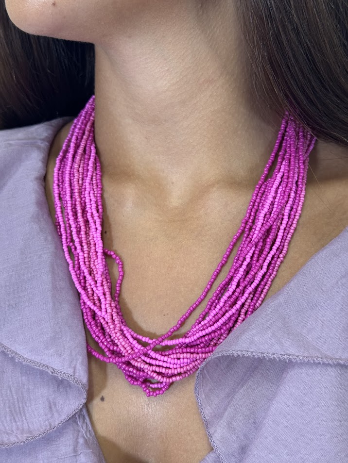 Collar cuentas fucsia