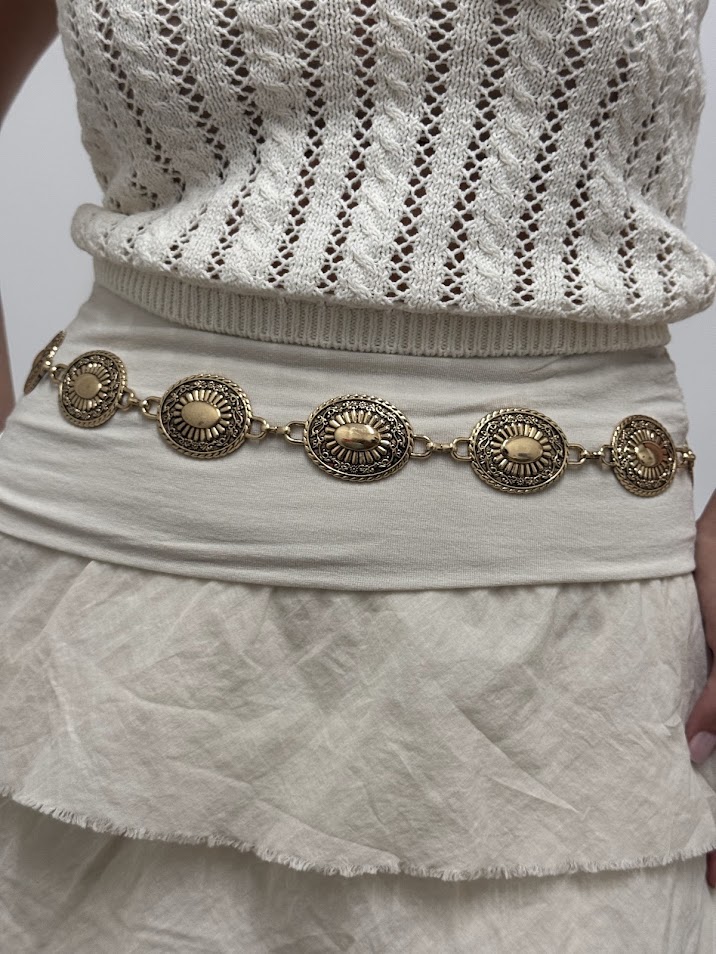 Cinturón cadena margarita dorado