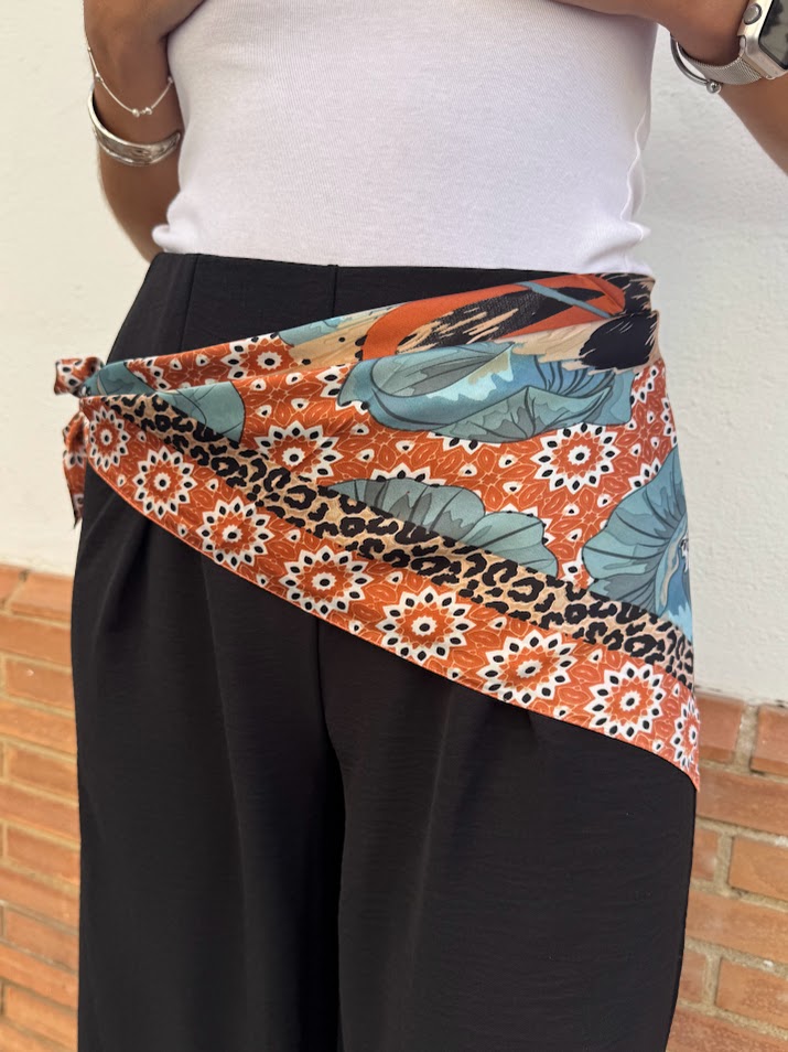 Pañuelo flor caldera y verde agua