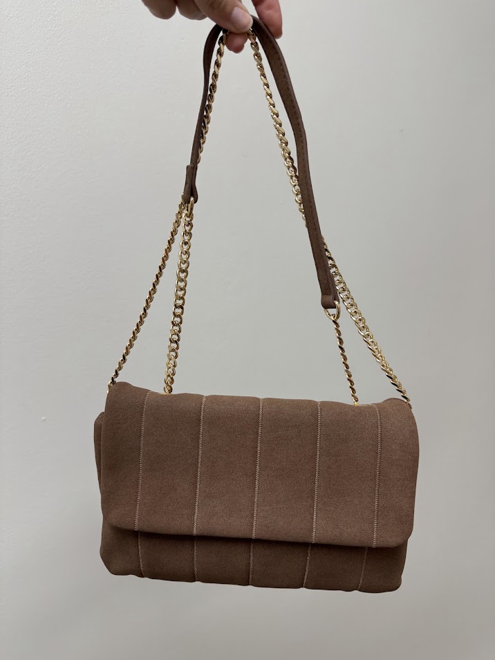 Bolso acolchado antelina marrón