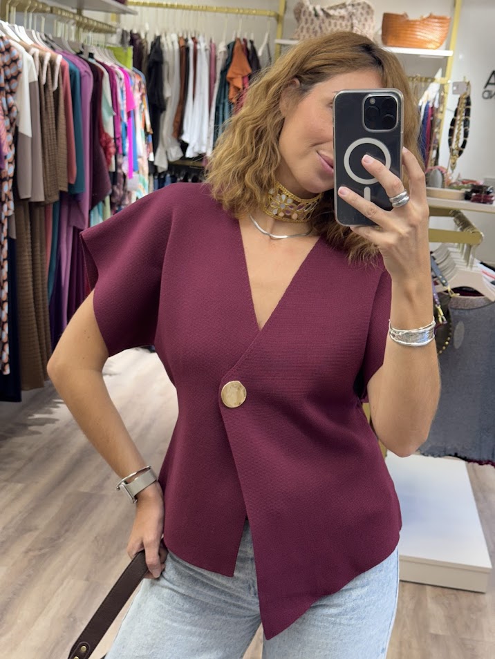 Chaleco burdeos botón