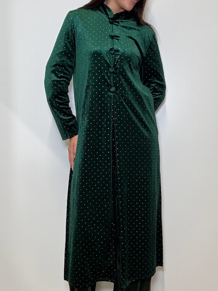 Casaca verde brillos