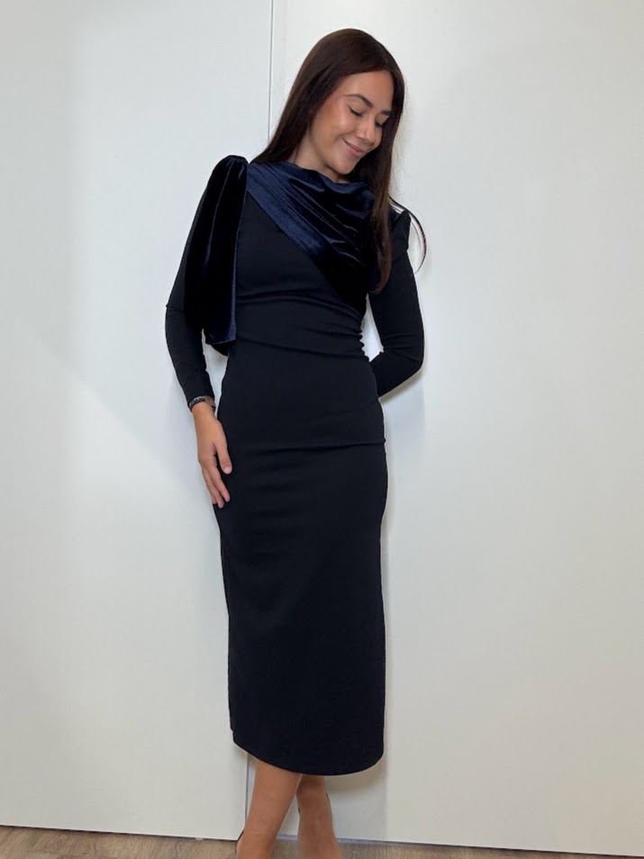 Vestido Carola terciopelo marino