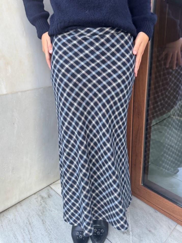 Falda cuadros azul