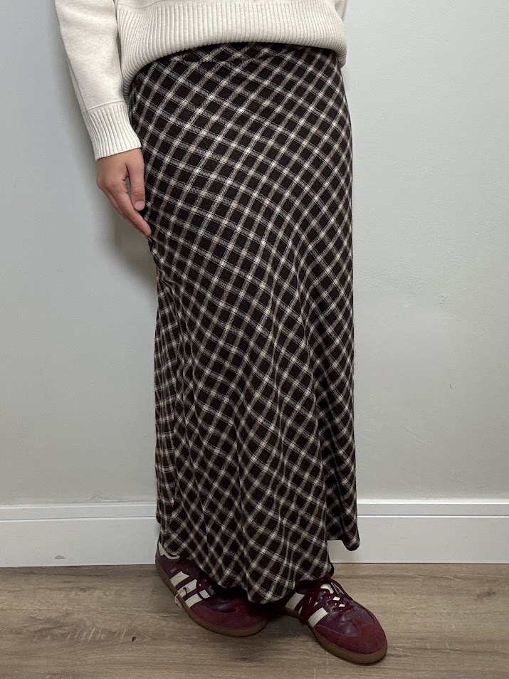 Falda cuadros marrón y beige